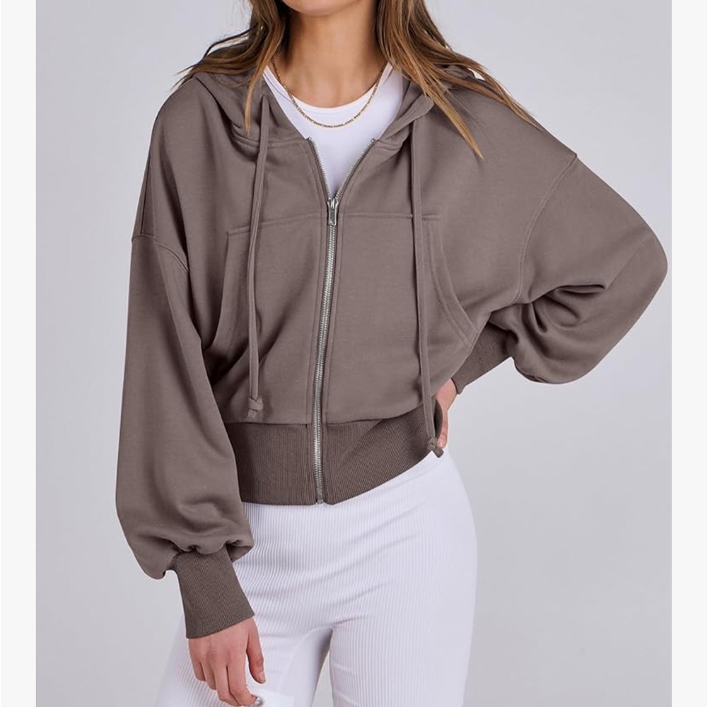 ANRABESS Womens Zip Up Hoodies Taupe